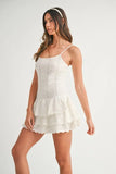Bow Pointelle Knit Ruffle Mini Dress