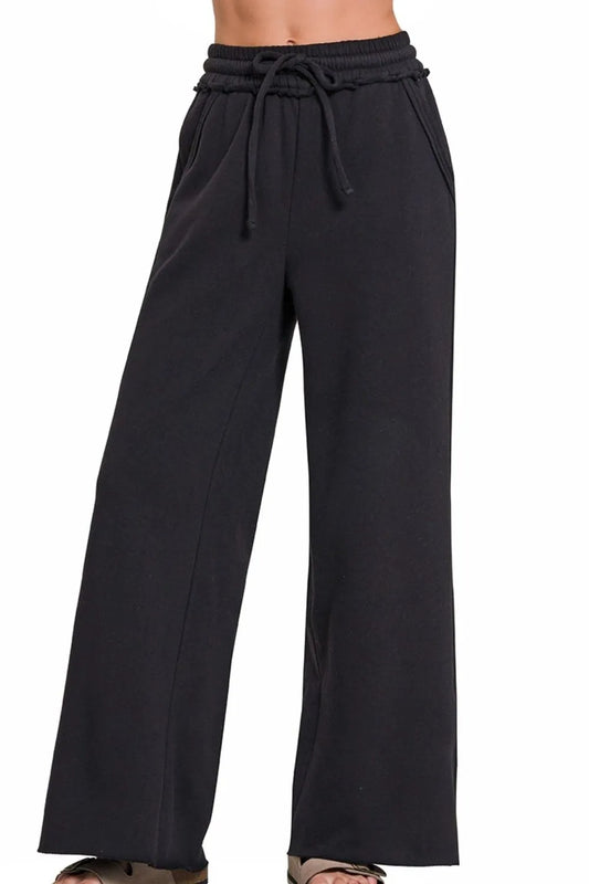 Fleece Exposed Seam Wide Leg Sweatpants