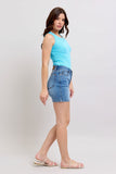 Full Size 2 Button Denim Shorts with Pockets Plus Size