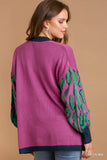 Wild Pattern Open Front Sweater Cardigan