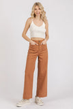 Twill Patch Pocket High Rise Wide Leg Pants