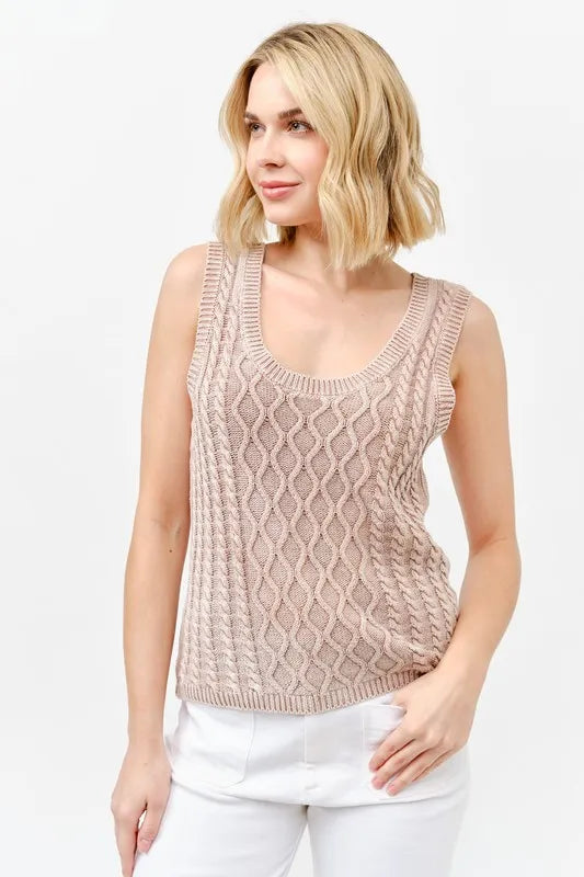 Washed Scoop Neck Sweater Tank
