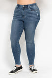 Plus Size High Waist Skinny with Destroy & Shark Bit Hem