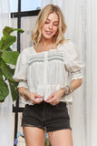 Smocked Puff Sleeve Peasant Blouse