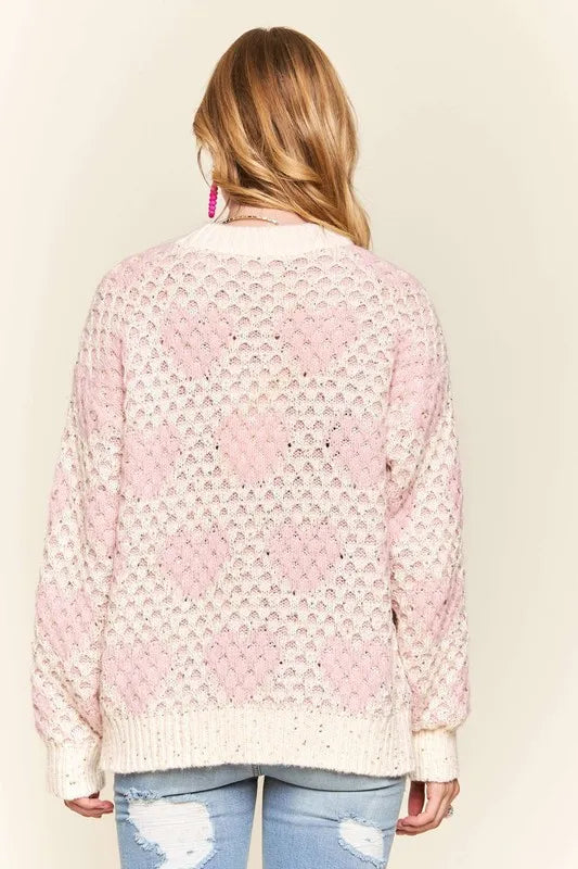 Sequins Accent Heart Sweater