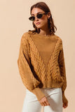 Mineral Washed Loose Fit Textured Cable Sweater