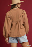 Chic Notched Blouse with Elegant Balloon Sleeves