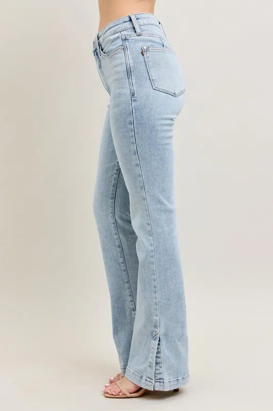 Full-Length Slimming Vintage Side Slit Bootcut Jeans