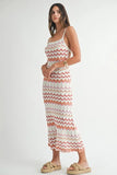 Lightweight Pointelle Chevron Knit Maxi Dress