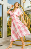 Puff Sleeve Dress with Front Tie and Cutout Charm