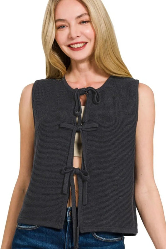 Tie Front Sweater Vest