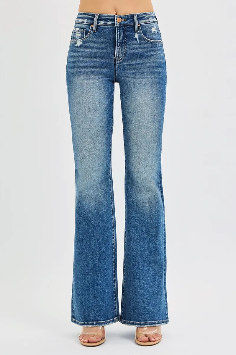 Full Size High Rise Tummy Control Flare Jeans