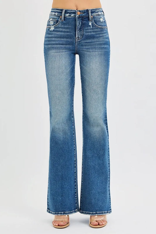Full Size High Rise Tummy Control Flare Jeans