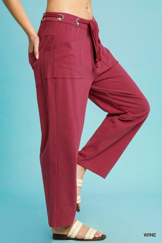 Adjustable Waist Relaxed Fit Casual Bottoms