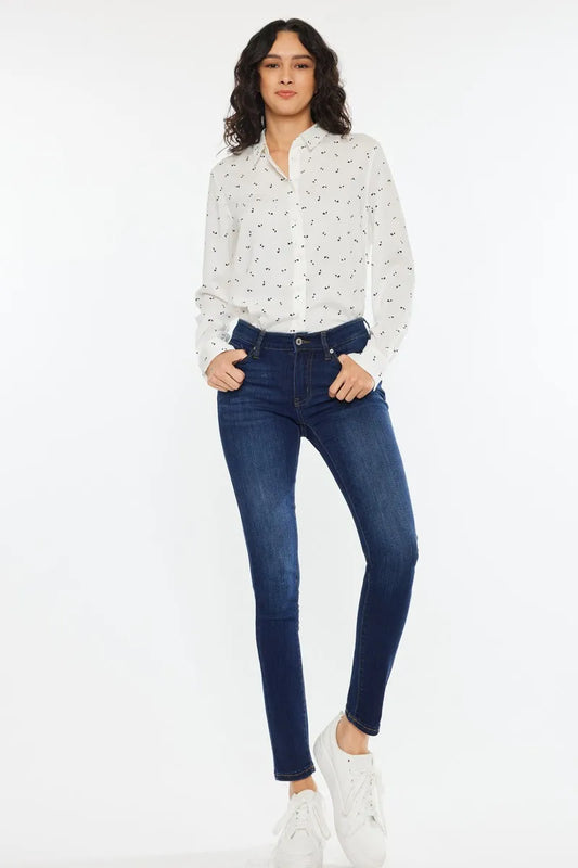 Mid Rise Streamlined Denim Pants