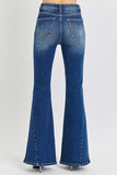 Distressed Button-Fly Flare Jeans