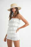 Pointelle Knit Fabric Ruffled Tube Romper