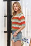 Striped 3/4 Sleeves Sweater Top