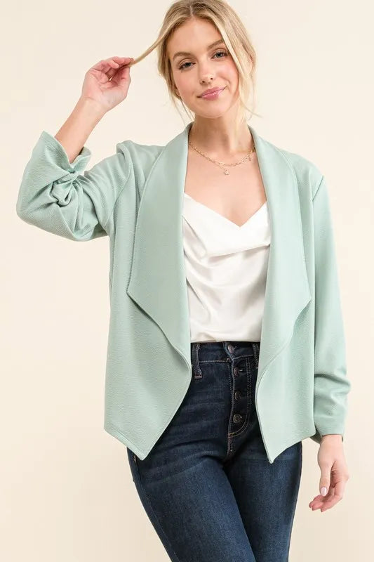 Stretch Non-Wrinkled Basic Open-Front Blazer