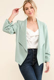 Stretch Non-Wrinkled Basic Open-Front Blazer