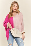 Side Slit Color Block Long Sleeve Sweater