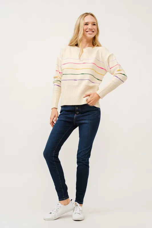 Multi Striped Pullover Sweater Top