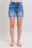Full Size 2 Button Denim Shorts with Pockets Plus Size
