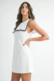 Contrast Piping Square Sailor Collar Mini Dress