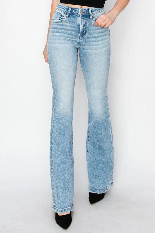 High-Waisted Flare Denim Pants