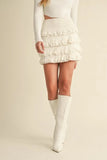 Ruffled Detail High Waist Knit Mini Skirt