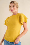 Double Layered Ruffle Sleeves Sweater Top