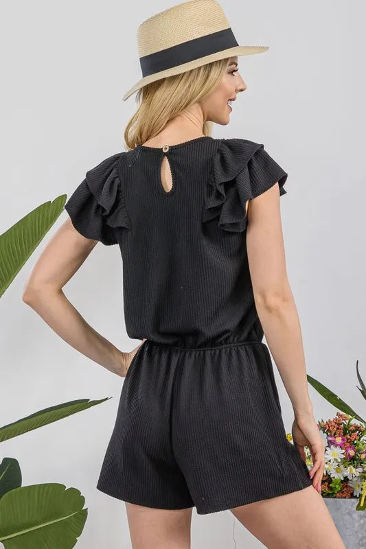 Full Size Rib Rumper with Flutter Sleeves Plus Size