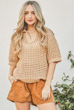 Hollow Out Polo Sweater Top