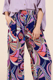 Abstract Print Elastic Waist Wide Leg Pants