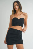 Ruched Tube Crop Top and Skirt Set