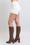 High Waist Shearling Cuff Denim Shorts