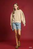 Pleated Detail Sweatshirt with Classic Round Neck