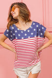 Star Rpinted with Stripe Combo Top