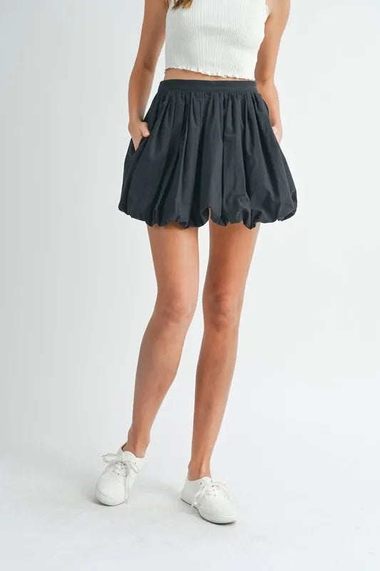 Poplin Bubble Mini Skirt
