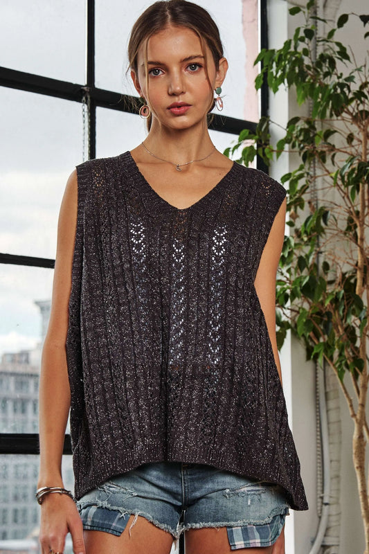 Loose Fit Lightweight Sweater Vest Top