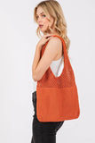 Half Pointelle Knit Tote Bag