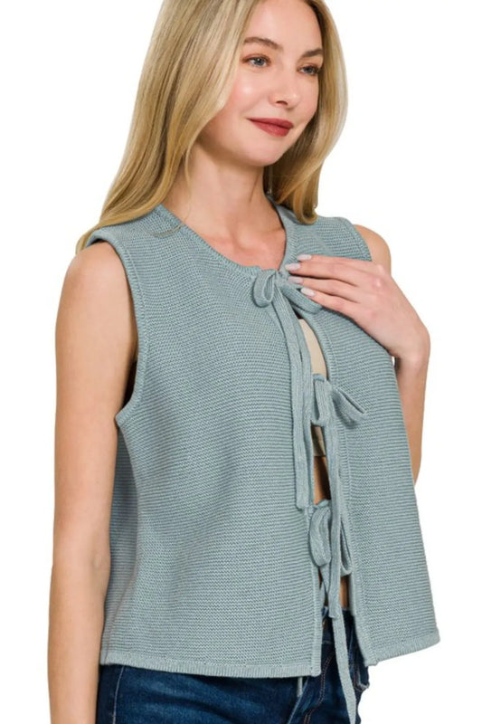 Tie Front Sweater Vest
