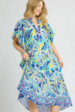 Psychedelic Swirl Short Sleeve Midi Dress
