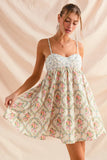 Romantic Floral Lace Trim Cami Dress