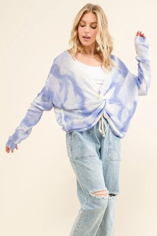 Blue Tie Dye Twisted Sweater