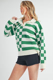 Striped & Checkered Drop Shoulder Sweater