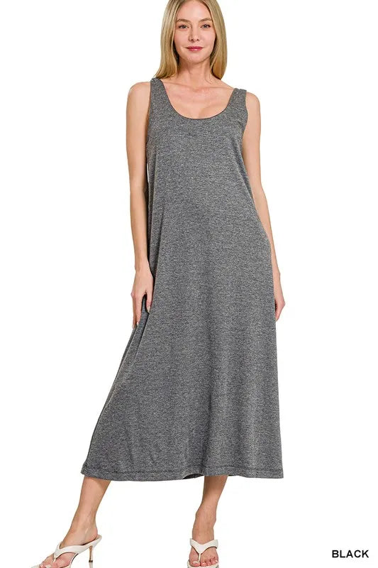French Terry Twisted Strap Midi Dress