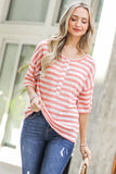 Stripe Knit Snap Button Front Casual Top