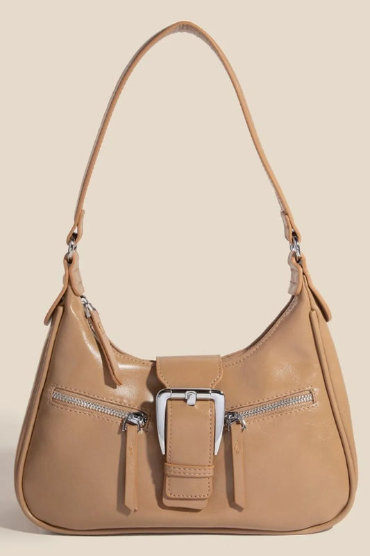 Large Buckle Triple Zipper Hand Bag