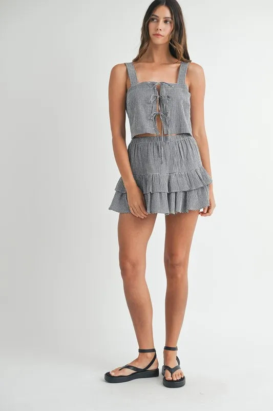 Gingham Plaid Crop Top and Mini Skirt Set